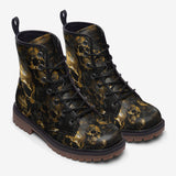 Leather Boots Golden Skull Motifs