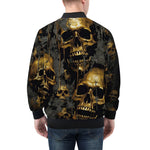 Bomber Jacket Golden Skull Motifs