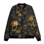 Bomber Jacket Golden Skull Motifs