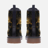 Leather Boots Golden Skull Motifs