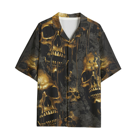 Hawaiian Shirt Golden Skull Motifs