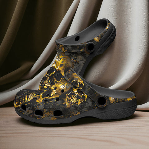 Classic Clogs Golden Skull Motifs
