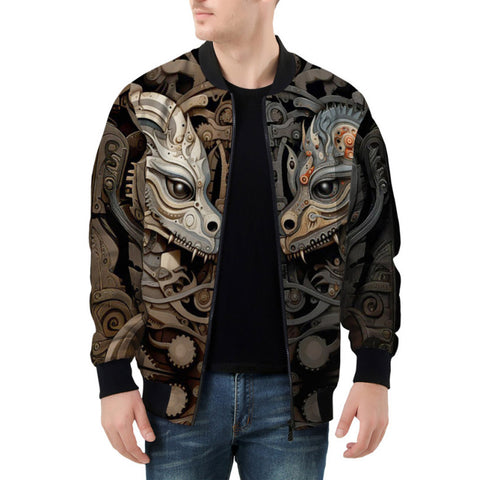 Bomber Jacket Two Mechanical Dragon Heads