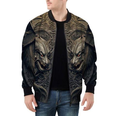 Bomber Jacket Surreal Rusty Dragon Heads