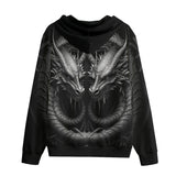 Men's Zip Up Hoodie Two Metal Dragons Art