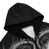 Men's Zip Up Hoodie Two Metal Dragons Art