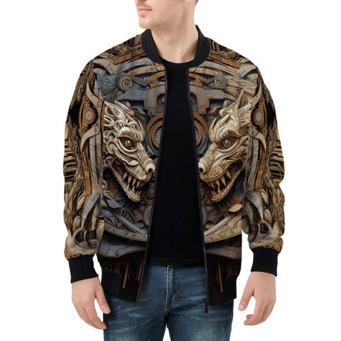 Bomber Jacket Surreal Wooden Dragons