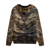 Men's Zip Up Hoodie Surreal Wooden Dragons