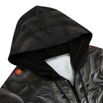 Men's Zip Up Hoodie Demonic Skull with Red Eyes