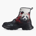 Casual Leather Chunky Boots Bloody Panda Art