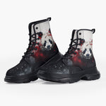 Casual Leather Chunky Boots Bloody Panda Art