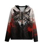 Men's Zip Up Hoodie Bloody Wolf Art