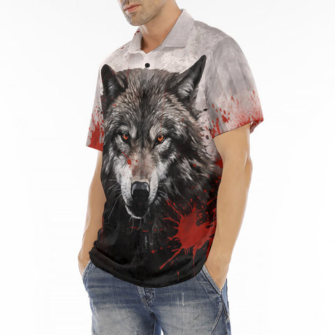 Men's Polo Shirt Bloody Wolf Art