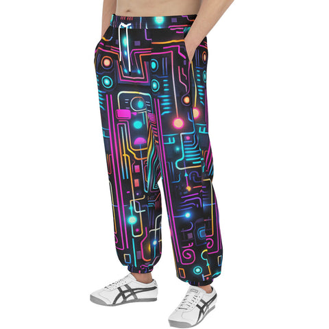 Men's Sweatpants Futuristic Neon Circuit Art