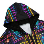 Men's Zip Up Hoodie Futuristic Neon Circuit Art