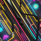 Men's Zip Up Hoodie Futuristic Neon Circuit Art