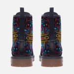 Leather Boots Futuristic Neon Circuit Art