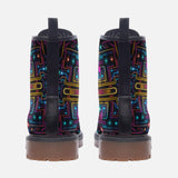 Leather Boots Futuristic Neon Circuit Art