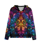 Men's Zip Up Hoodie Neon Art Pattern