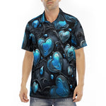 Men's Polo Shirt Blue Glass Hearts