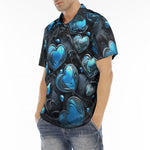 Men's Polo Shirt Blue Glass Hearts