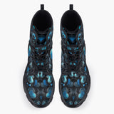 Casual Leather Chunky Boots Blue Glass Hearts