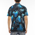 Men's Polo Shirt Blue Glass Hearts