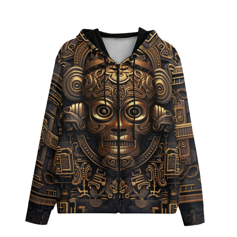 Men's Zip Up Hoodie Gold Aztec Mystic Mechanisms