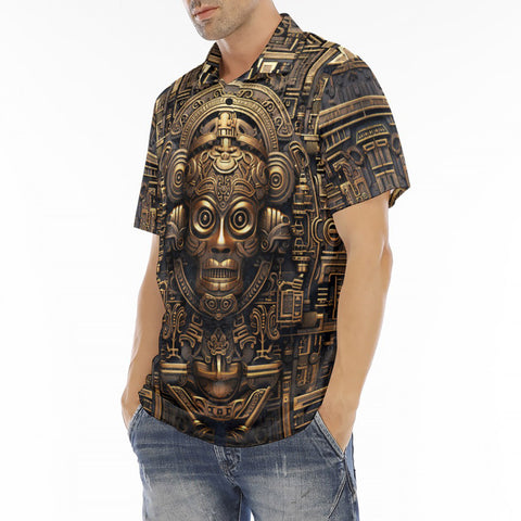 Men's Polo Shirt Gold Aztec Mystic Mechanisms