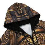 Men's Zip Up Hoodie Gold Aztec Mystic Mechanisms