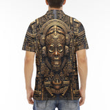 Men's Polo Shirt Gold Aztec Mystic Mechanisms