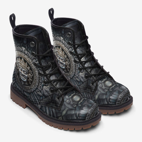 Leather Boots Ancient Aztec God