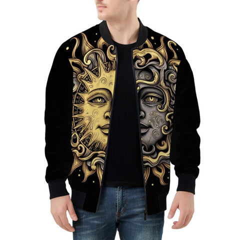 Bomber Jacket Vintage Retro Sun and Moon Art