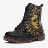Leather Boots Vintage Retro Sun and Moon Art