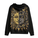 Men's Zip Up Hoodie Vintage Retro Sun and Moon Art