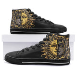 High-Top Canvas Shoes Vintage Retro Sun and Moon Art