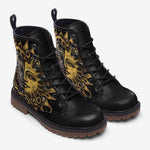 Leather Boots Vintage Retro Sun and Moon Art