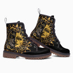 Leather Boots Vintage Retro Sun and Moon Art