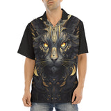 Hawaiian Shirt Black Cat with Gold Eyes