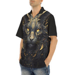 Hawaiian Shirt Black Cat with Gold Eyes