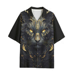 Hawaiian Shirt Black Cat with Gold Eyes