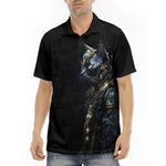Men's Polo Shirt Cat with Swords and Armour