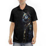 Men's Polo Shirt Cat with Swords and Armour