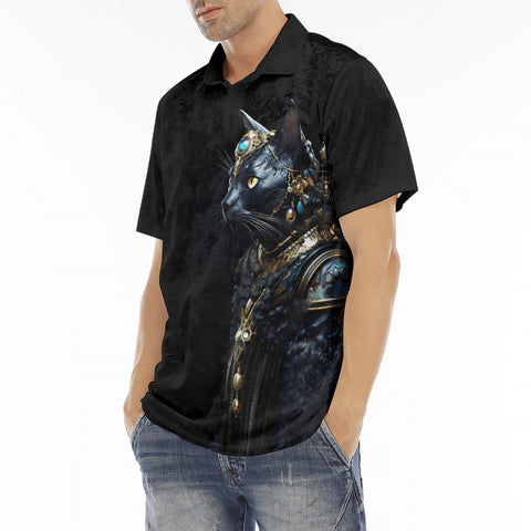 Men's Polo Shirt Cat with Swords and Armour