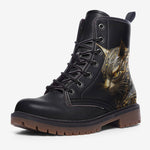 Leather Boots Gold Decorated Cats