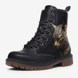 Leather Boots Gold Decorated Cats