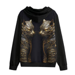 Men's Zip Up Hoodie Gold Decorated Cats