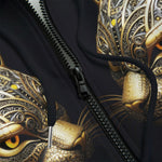 Men's Zip Up Hoodie Gold Decorated Cats