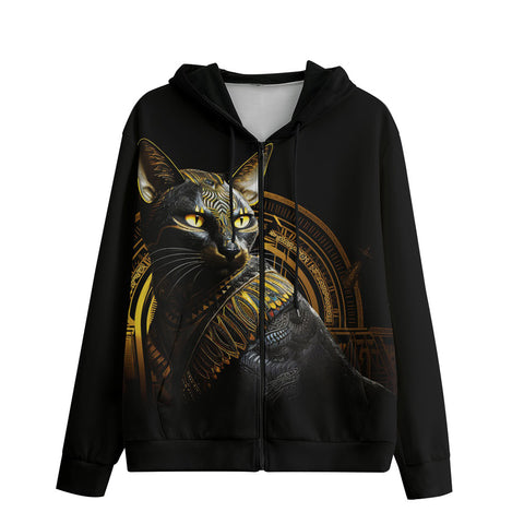 Men's Zip Up Hoodie Mystic Egyptian Cat