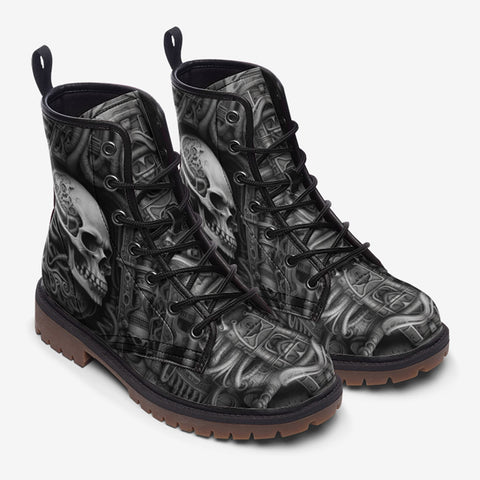 Leather Boots Futuristic Skull Art
